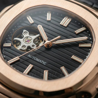 Nautiko - Rose Gold Black Leather
